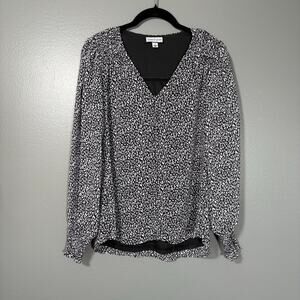 Sam & Jess Women's Black & White Mini Leopard Print Top - Size Small - Boho Chic